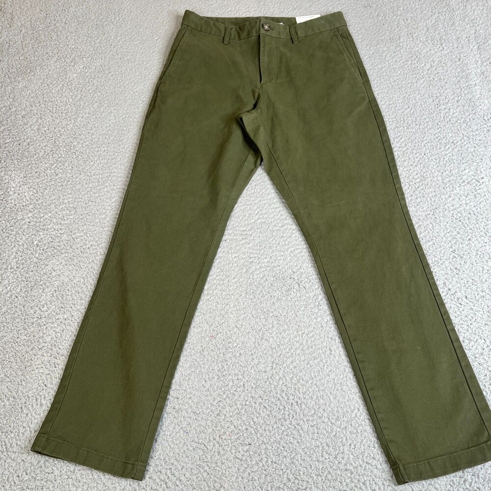 Old Navy Pants Mens 29x30  Slim Built-In Flex Chino Flat Front Green meas 30x28